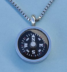 Stainless Steel Thin Bezel Compass Pendant