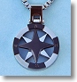 Stainless Steel Silver and Black Compass Rose Pendant with Chain