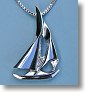 Rhodium Sailboat Pendant