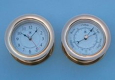 Large Size Solid Brass Ship's Clock and Barometer