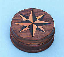 Round Rosewood Compass with Inlaid Compass Rose