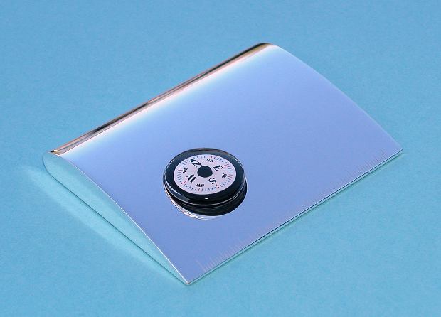 Silver Plated Airfoil Compass Paperweight Ruler