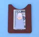 Front of Brown Leather Credit Card Wallet