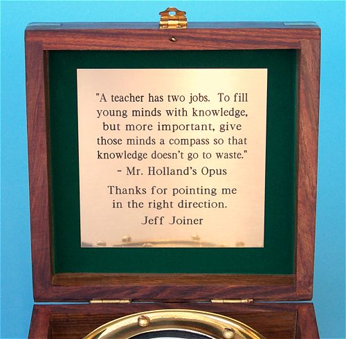 Custom Brass Plaque on 4-inch Sextant Box