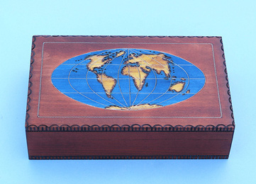 Handmade Polish World Map Cartography Box