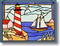 Lighthouse and Sailboat Stained Glass