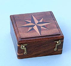 Hardwood Case with Hand Inlaid Compass Rose