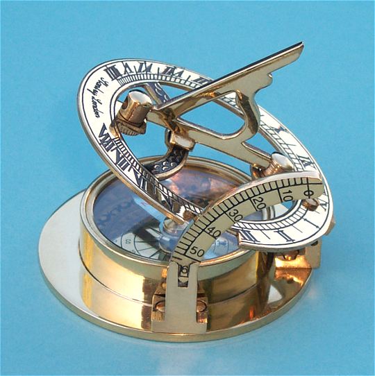 Brass Sundial with Magnetic Compass